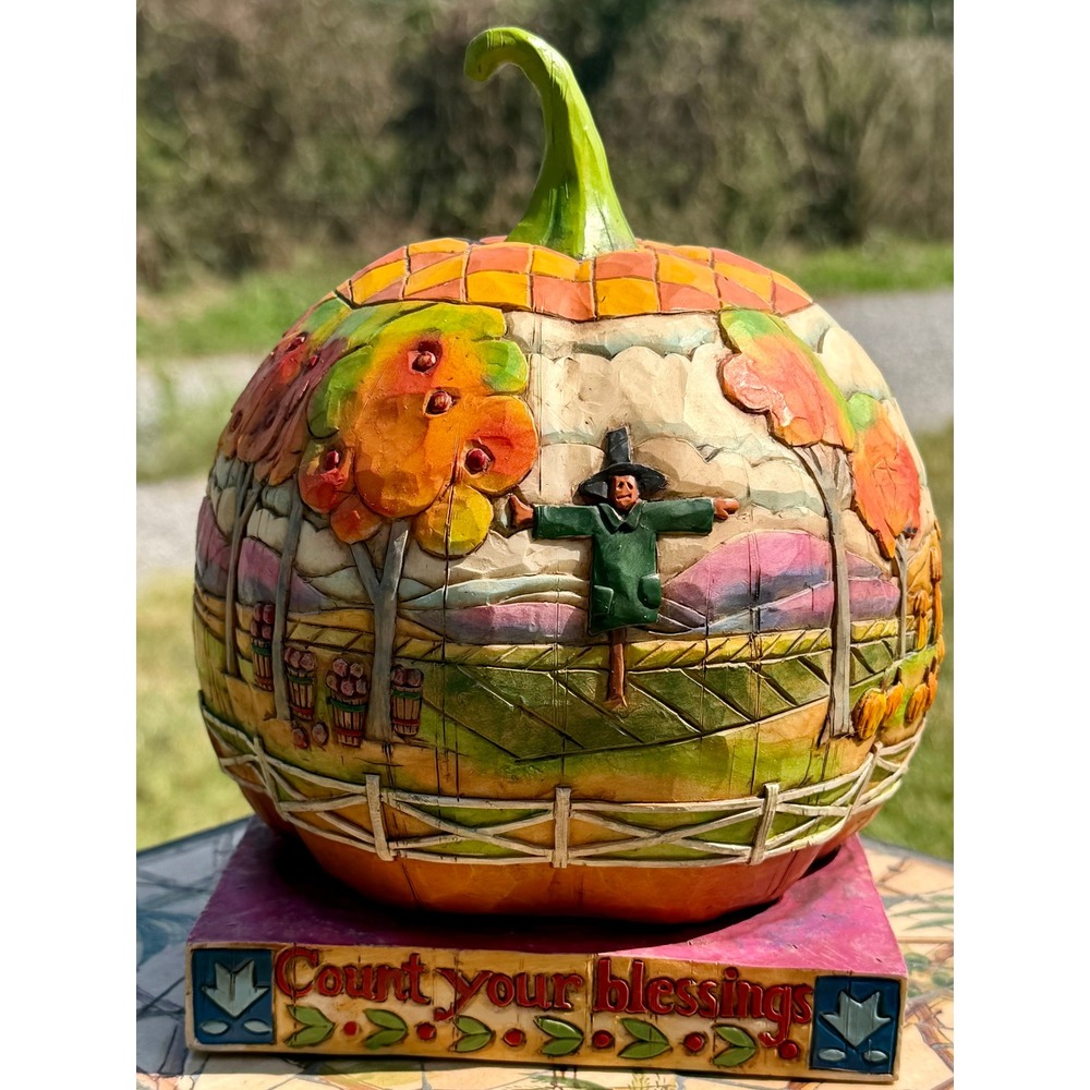 Jim Shore Heartwood Creek Count Your Blessings Pumpkin Figurine 118757 2004